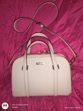 Kate Spade Cream Newbury Lane Medium Loden Saffiano Leather Satchel
